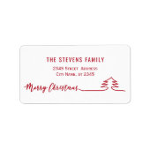 Minimalistisch modern script Merry Kerstred Etiket (Voorkant)