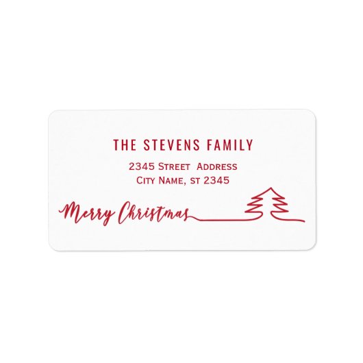 Minimalistisch modern script Merry Kerstred Etiket (Voorkant)