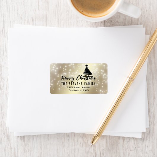 Minimalistisch modern script Merry Kerstsparkle Etiket (Insitu)