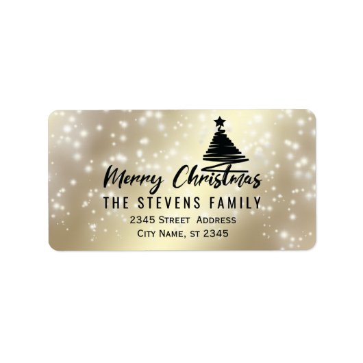 Minimalistisch modern script Merry Kerstsparkle Etiket (Voorkant)