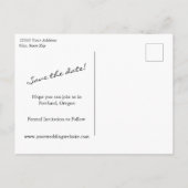 Minimalistisch modern script met foto-bruiloft aankondigingskaart (Achterkant)