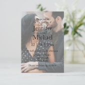 minimalistisch modern script paar foto bruiloft kaart (Staand voorkant)