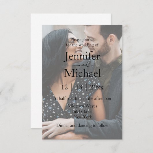 minimalistisch modern script paar foto bruiloft kaart (Voorkant / Achterkant)