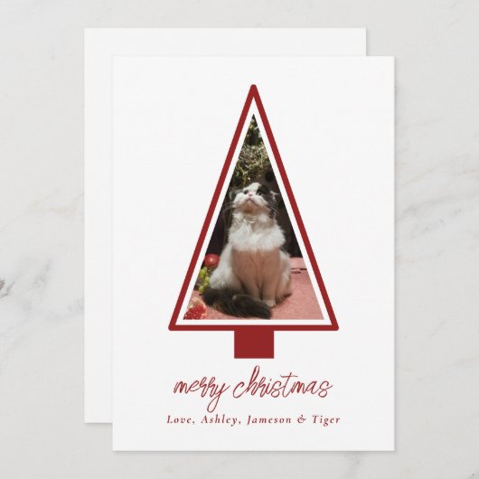 Minimalistisch Modern Script Pet Photo Christmas Feestdagenkaart (Voorkant / Achterkant)
