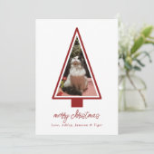 Minimalistisch Modern Script Pet Photo Christmas Feestdagenkaart (Staand voorkant)