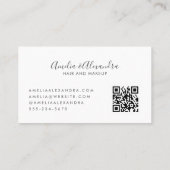 Minimalistisch modern script QR Code Black White Visitekaartje (Achterkant)