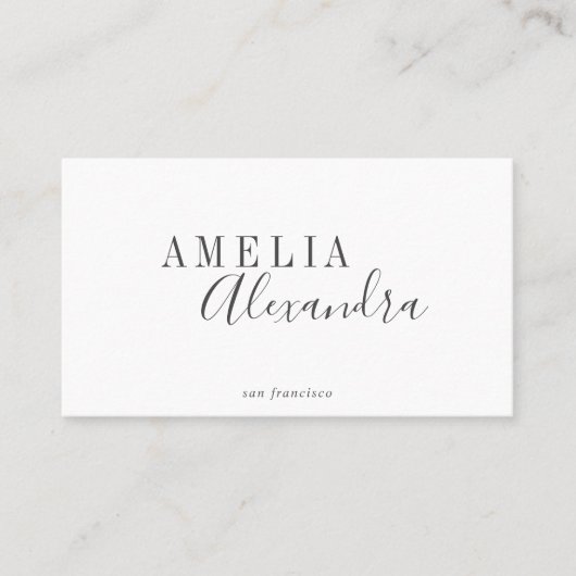 Minimalistisch modern script QR Code Black White Visitekaartje (Voorkant)
