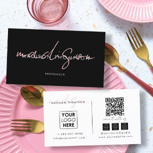 Minimalistisch Modern Script QR Code Social Media Visitekaartje