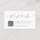 Minimalistisch Modern Script QR Code Wedding Detai Plaatskaartje (Voorkant)