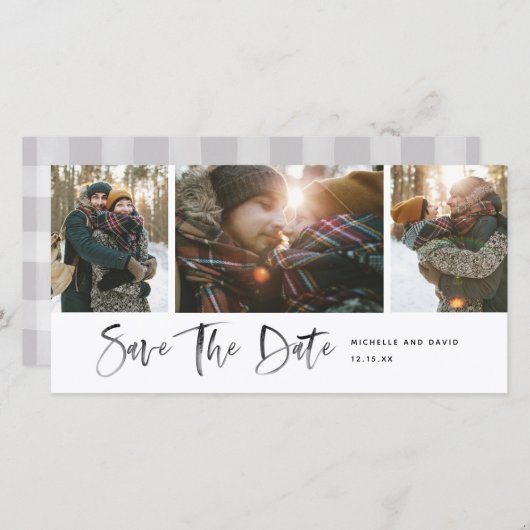 Minimalistisch modern script slaat de datumfoto op (Voorkant / Achterkant)