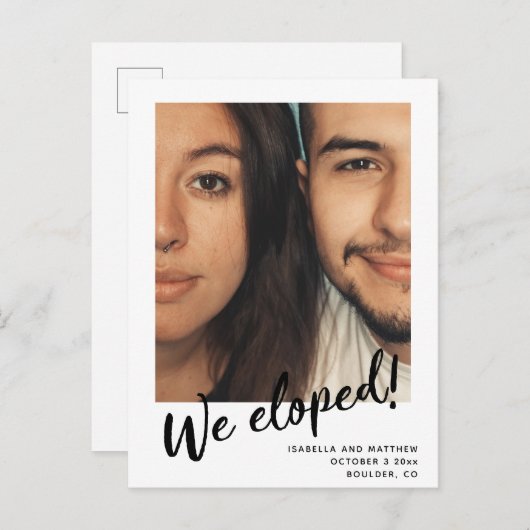 Minimalistisch modern script We hebben aangepaste Aankondigingskaart (Voorkant / Achterkant)