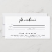 Minimalistisch modern script zakelijk cadeaubon (Achterkant)