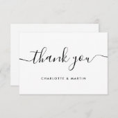 Minimalistisch modern script zwart-wit bedankkaart (Voorkant / Achterkant)