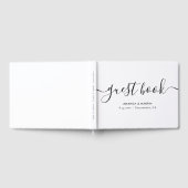 Minimalistisch modern script zwart-wit bruiloft gastenboek (Volledig)