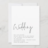 Minimalistisch modern script zwart wit bruiloft kaart (Voorkant)