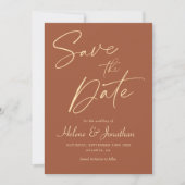 Minimalistisch modern script zwart-wit foto save the date (Voorkant)