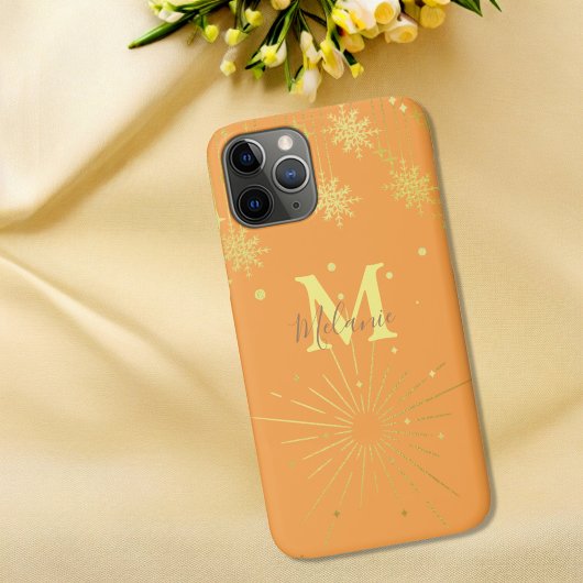 Minimalistisch modern sinaasappel gouden monogram Case-Mate iPhone case