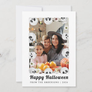 Minimalistisch Modern Spooky Happy Halloween 1 Fot Feestdagenkaart