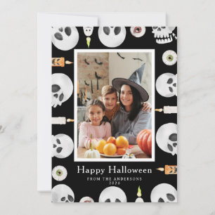 Minimalistisch Modern Spooky Happy Halloween 1 Fot Feestdagenkaart