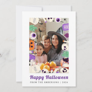 Minimalistisch Modern Spooky Happy Halloween 1 Fot Feestdagenkaart