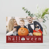 Minimalistisch Modern Spooky Happy Halloween 1 Fot Feestdagenkaart (Staand voorkant)