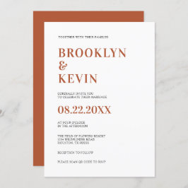 Minimalistisch Modern Terracotta Wedding | QR-code Kaart