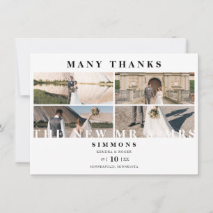 Minimalistisch Modern Trendy Collage Wedding 4 Fot Bedankkaart