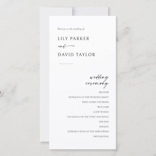 Minimalistisch modern trouwprogramma (Voorkant)