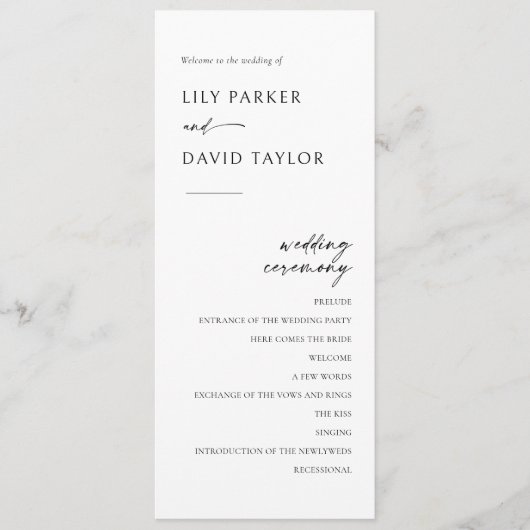 Minimalistisch modern trouwprogramma programma (Voorkant)