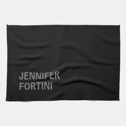 Minimalistisch Modern Voeg Jouw naam zwart grijs t Theedoek (Horizontaal)