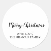 Minimalistisch modern vrolijk kerstcadeau ronde sticker (Voorkant)