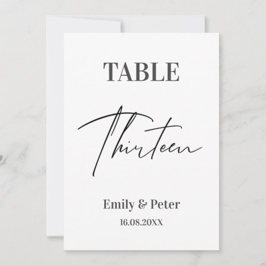 Minimalistisch modern WEDDING-DERDE tabelnummer Bedankkaart (Voorkant)