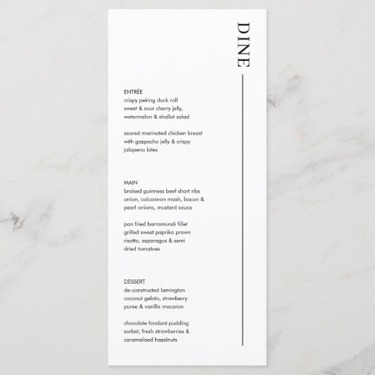 Minimalistisch Modern Wedding Menu en Menu Drinken (Voorkant)