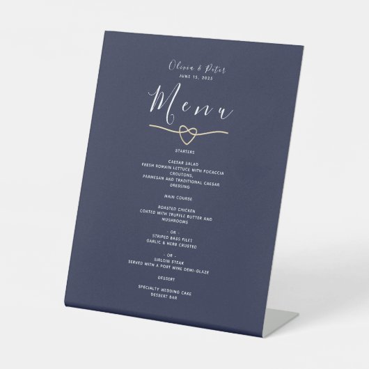 Minimalistisch Modern Wedding Menu Reclamebord Met Voetstuk (Voorkant)