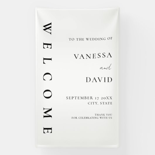 Minimalistisch Modern Wedding Welkom Spandoek (Verticaal)