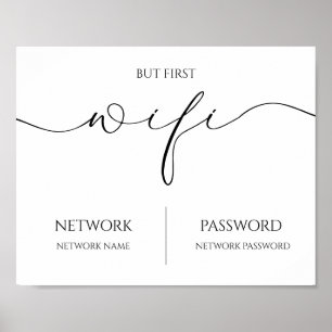 Minimalistisch Modern WiFi-wachtwoord Trouwbord Poster