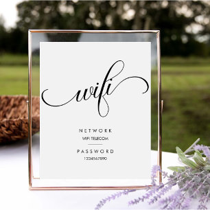 Minimalistisch modern WiFi-wachtwoord trouwkaart Reclamebord Met Voetstuk