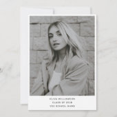 Minimalistisch Modern Wit Eenvoudig Foto Afstudere Aankondiging (Voorkant)