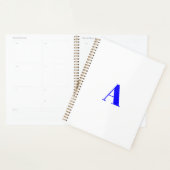Minimalistisch modern wit kobalt blauw monogram planner (Display)
