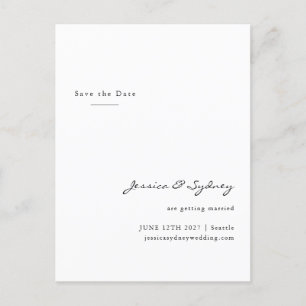 Minimalistisch modern wit script bewaar de datum briefkaart