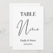 Minimalistisch modern wit WEDDING NINE-tabelnummer Bedankkaart (Voorkant / Achterkant)
