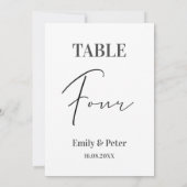 Minimalistisch modern wit WEDDING VIER tabelnummer Bedankkaart (Achterkant)