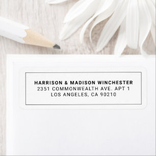 Minimalistisch modern wit zwart lijst retouradres etiket