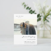 Minimalistisch modern witboek foto slaat de datum  briefkaart (Staand voorkant)