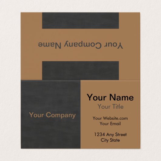 Minimalistisch Modern Zwart en Tan Visitekaartjes (Buitenkant ongevouwen)