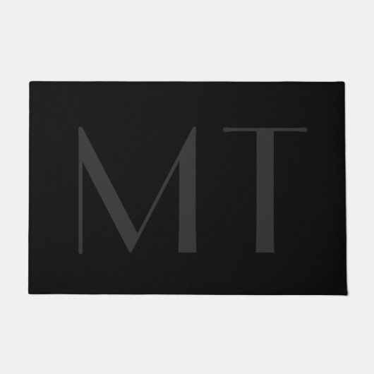 Minimalistisch modern zwart grijs legant monogram deurmat (Voorkant)