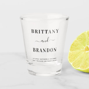 Minimalistisch modern zwart huwelijk shot glas