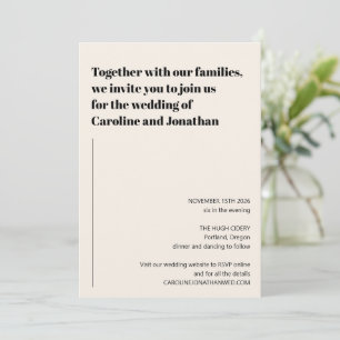 Minimalistisch modern zwart Ivory Simple Wedding Kaart