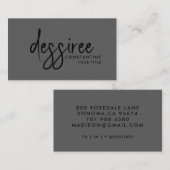 Minimalistisch Modern Zwart Script Grijs Visitekaartje (Voorkant / Achterkant)