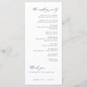 Minimalistisch modern zwart | White Wedding Progra Menu (Achterkant)